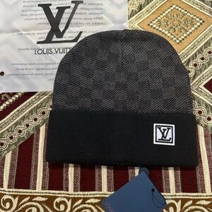 Louis Vuitton Charcoal Black Checkered Beanie